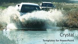  Presentation with jeep - Colorful presentation theme enhanced with jeep off road backdrop and a light blue colored foreground