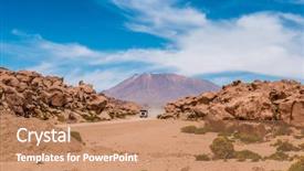  Presentation with jeep car - Cool new PPT theme with jeep riding in sunshine mountanious backdrop and a coral colored foreground