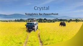  Presentation with jeep - Presentation featuring jeep-with-tourists background and a light blue colored foreground