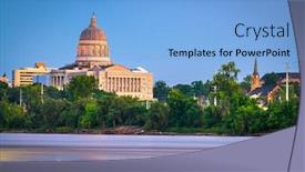  Presentation with capitol - Beautiful PPT theme featuring jefferson-city-missouri-usa-downtown backdrop and a light blue colored foreground