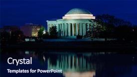  Presentation with washington dc usa map - Slide deck having jefferson memorial as seen background and a navy blue colored foreground