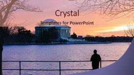  Presentation with mirror reflection - Presentation with jefferson memorial at sunset with mirror reflection on water washington dc united states background and a coral colored foreground