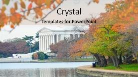  Presentation with memorial - Audience pleasing PPT theme consisting of jefferson memorial in autumn season backdrop and a coral colored foreground