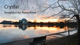  Presentation with thomas jefferson - Presentation theme enhanced with jefferson memorial in autumn sunrise background and a light blue colored foreground