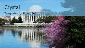  Presentation with cherry blossom - PPT theme enhanced with jefferson national memorial with cherry background and a light blue colored foreground