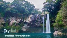  Presentation with falls - Presentation design enhanced with jeju island south korea background and a ocean colored foreground