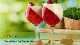  Presentation with fruit mix berry - Presentation theme with jello - fruit jelly in glasses berries background and a gold colored foreground