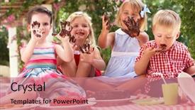  Presentation with tea cake - Cool new presentation theme with jello - group of children eating jelly backdrop and a coral colored foreground