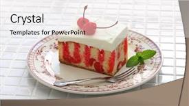  Presentation with cherry - PPT theme with jello - homemade cherry poke cake isolated background and a white colored foreground