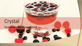  Presentation with fresh strawberry glass of berry - Cool new PPT layouts with jello - jelly with fresh berries backdrop and a  colored foreground