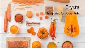  Presentation with orange juice - Beautiful PPT theme featuring jello - orange set of objects pumpkin backdrop and a coral colored foreground