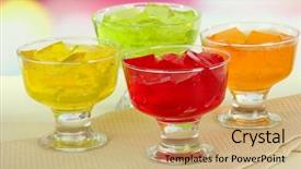  Presentation with acai bowls - Slide deck having jello - tasty jelly cubes in bowls background and a coral colored foreground