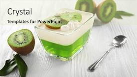  Presentation with kiwi - Slide set enhanced with jello - tasty jelly dessert with kiwi background and a soft green colored foreground