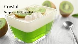  Presentation with kiwi - Beautiful slide set featuring jello - tasty jelly dessert with kiwi backdrop and a soft green colored foreground