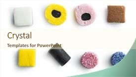  Presentation with jelly - Slide deck with jelly - mixed liquorice candies isolated background and a cream colored foreground