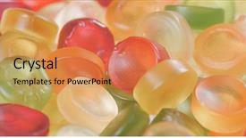 Presentation with gummy candy - Slide set consisting of jelly baby - colorful candy gummy background and a coral colored foreground