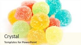  Presentation with sweets - Cool new PPT theme with jelly baby - sweets backdrop and a blonde colored foreground