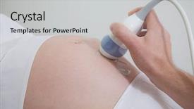  Presentation with scanner - Slides enhanced with jelly baby - ultrasound scanner abdomen pregnancy background and a light gray colored foreground