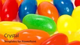  Presentation with jelly bean - Cool new slide deck with jelly bean - candy backdrop and a gold colored foreground