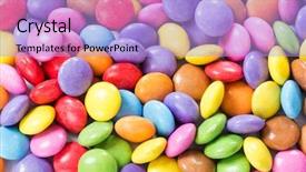  Presentation with candy - PPT theme having jelly bean - colorful chocolate candy background and a light blue colored foreground