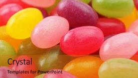  Presentation with gummy candy - Beautiful slide set featuring jelly beans like gummy candy backdrop and a gold colored foreground