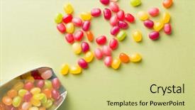  Presentation with jelly - Presentation having jelly beans on green table background and a soft green colored foreground