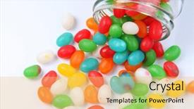  Presentation with jelly - Presentation theme featuring jelly beans pouring out from a jar background and a yellow colored foreground