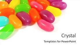  Presentation with gummy candy - PPT theme featuring jelly beans the ultimate gummy background and a white colored foreground