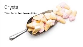  Presentation with gummy candy - Beautiful PPT theme featuring jelly-candy-shape-ice-cream backdrop and a white colored foreground