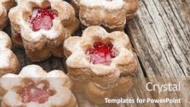  Presentation with flower vintage - Beautiful PPT layouts featuring jelly cookies flower with red jam homemade on vintage table top backdrop and a coral colored foreground