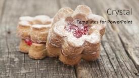  Presentation with flower vintage - Colorful slide set enhanced with jelly cookies flower with red jam homemade on vintage table top backdrop and a mint green colored foreground