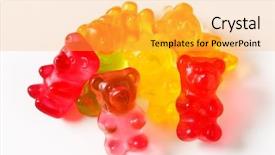 Presentation with jelly bean - PPT theme consisting of jelly gummy bears background and a yellow colored foreground