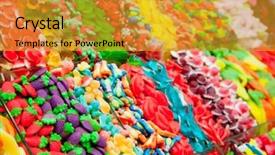  Presentation with candy shop - Slide deck with jelly in colorful display shop background and a gold colored foreground
