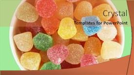  Presentation with sweet candy - Presentation theme with jelly-sweets-colorful-candies background and a gold colored foreground
