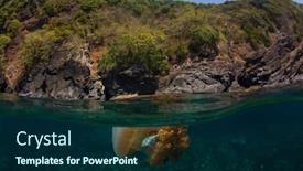  Presentation with jellyfish - Cool new slide deck with jellyfish-and-island-half backdrop and a navy blue colored foreground