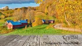  Presentation with autumn morning - Audience pleasing presentation design consisting of jenne-farm-with-barn backdrop and a coral colored foreground
