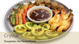  Presentation with korean foods - PPT theme consisting of jeon-korean-piccata-traditional-festival background and a yellow colored foreground