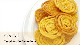  Presentation with sweet - Presentation theme having jer - jalebi indian sweet isolated background and a yellow colored foreground