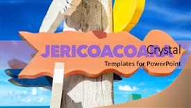  Presentation with 3d signpost - PPT theme having jer - jericoacoara signpost with beach background background and a  colored foreground