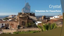  Presentation with spain - Slides with jerez-de-los-caballeros-extramadura background and a teal colored foreground