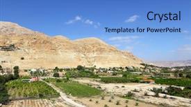  Presentation with mounted mount etna volcano - Beautiful PPT theme featuring christ rock - mount of temptation in jericho backdrop and a teal colored foreground