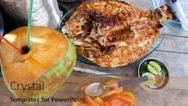  Presentation with fish beach - Slide deck consisting of jericoacoara-is-a-virgin-beach background and a gold colored foreground