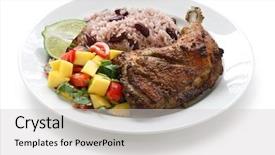  Presentation with food chicken - Amazing PPT theme having jerk chicken plate jamaican food backdrop and a light gray colored foreground