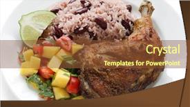  Presentation with food chicken - Slides consisting of jerk chicken plate jamaican food background and a tawny brown colored foreground