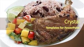  Presentation with food chicken - PPT theme with jerk chicken plate jamaican food background and a tawny brown colored foreground