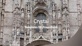  Presentation with monastery - Slide set with jeronimos monastery belem portal detail background and a gray colored foreground