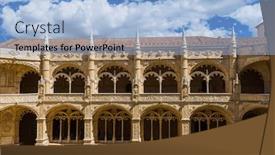  Presentation with monastery - Amazing presentation design having jeronimos-monastery-lisbon-portugal-architecture backdrop and a light blue colored foreground