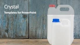  Presentation with plastic pollution in ocean - PPT theme having jerry cans - pair of plastic gallons background and a gray colored foreground