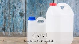  Presentation with pair - Presentation design featuring jerry cans - pair of plastic gallons background and a mint green colored foreground