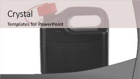  Presentation with fuel plastic - Slide set having jerry cans - plastic jerrycan isolated on white background and a light gray colored foreground